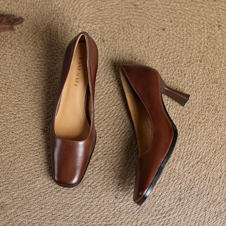 Womens Genuine Leather Heels Classic Fit