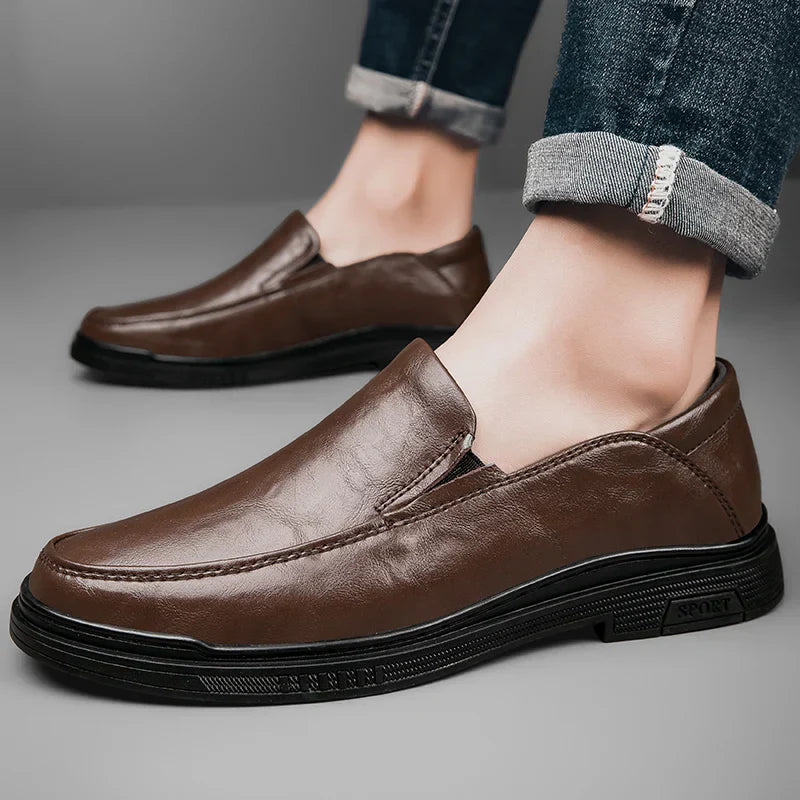 Mens Loafers Genuine Leather Slip-On - BritishMode
