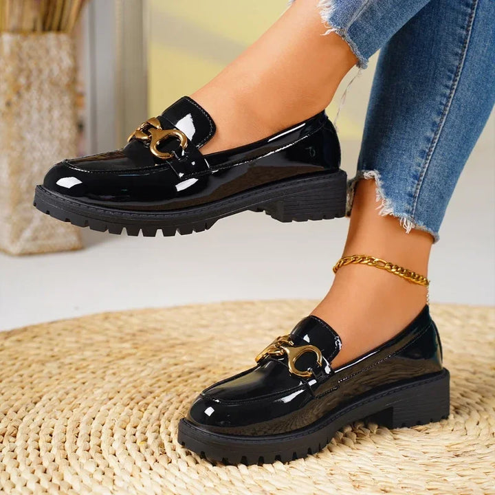 Womens Leather Loafers Slip-On Comfortable Fit