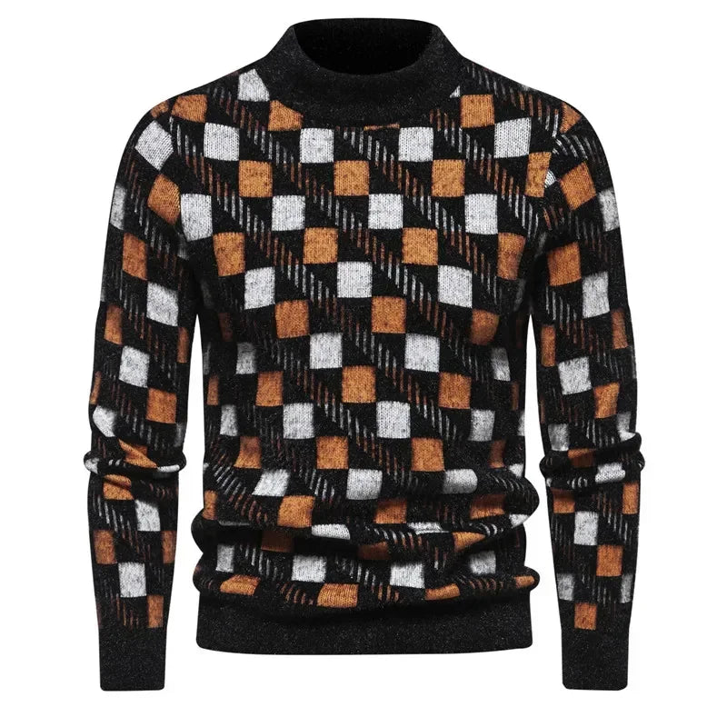 Mens Faux Fur Crew Neck Sweater