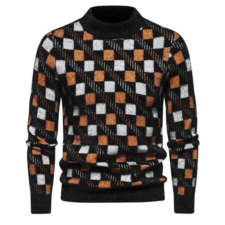 Mens Faux Fur Crew Neck Sweater