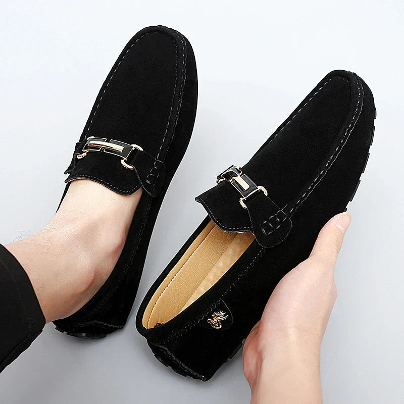 Mens Loafers Genuine Suede Slip-On - BritishMode