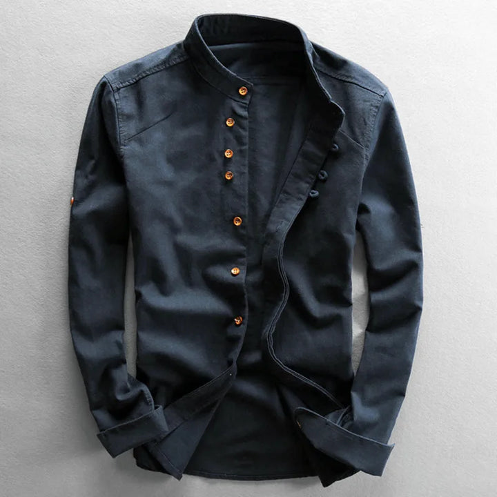 Mens Casual Shirt Linen Blend Regular Fit - BritishMode