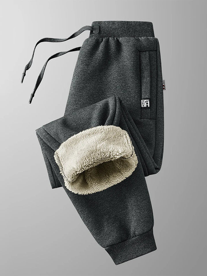Mens Fleece Jogger Pants with Zip Pockets Warm - BritishMode