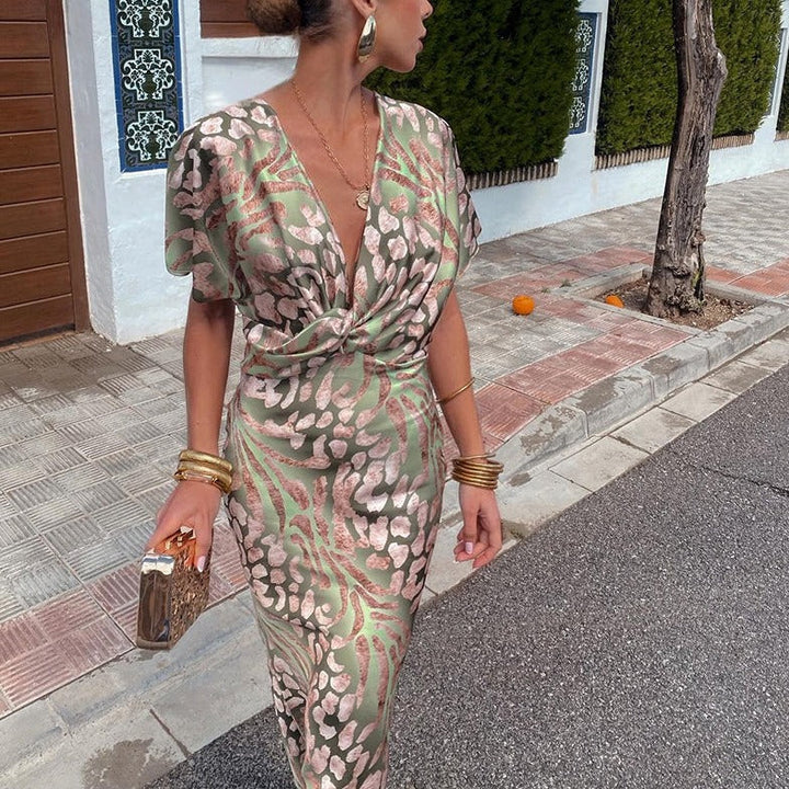 Womens Maxi Dress with Envelope Neck and Flowy Fit