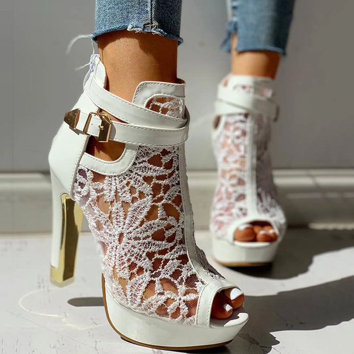 Womens Lace Heels Elegant Design - BritishMode