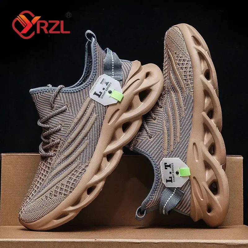 Mens Running Sneakers Breathable Mesh Shock Absorbing Sole