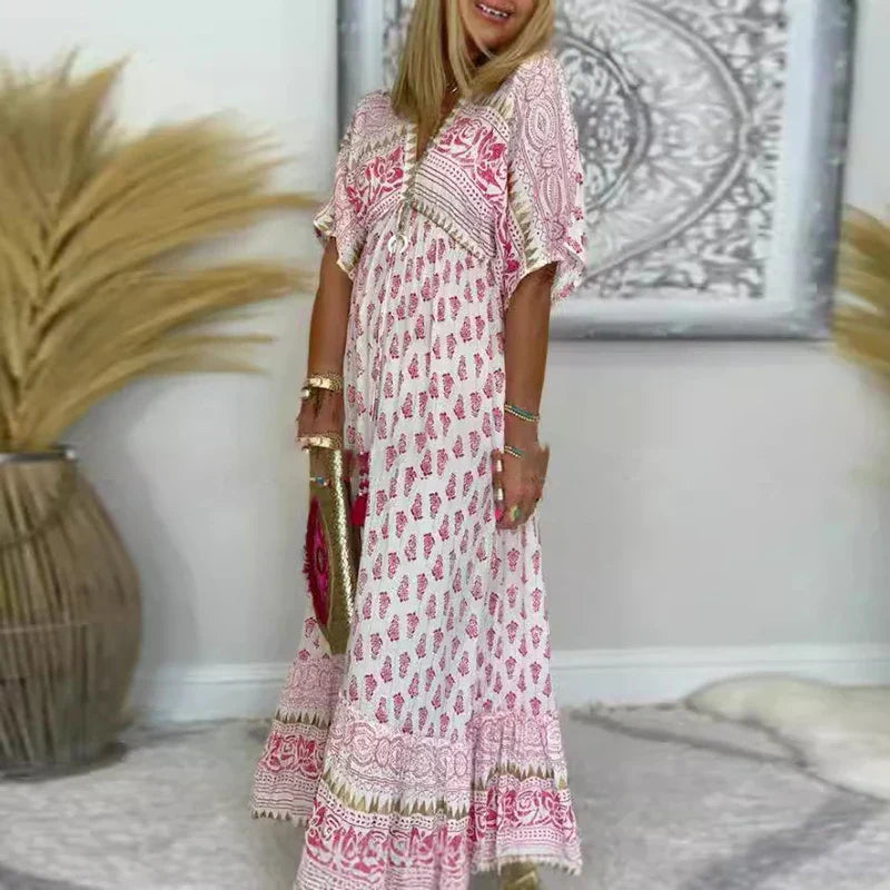 Womens Boho Summer Dress Relaxed Fit - BritishMode