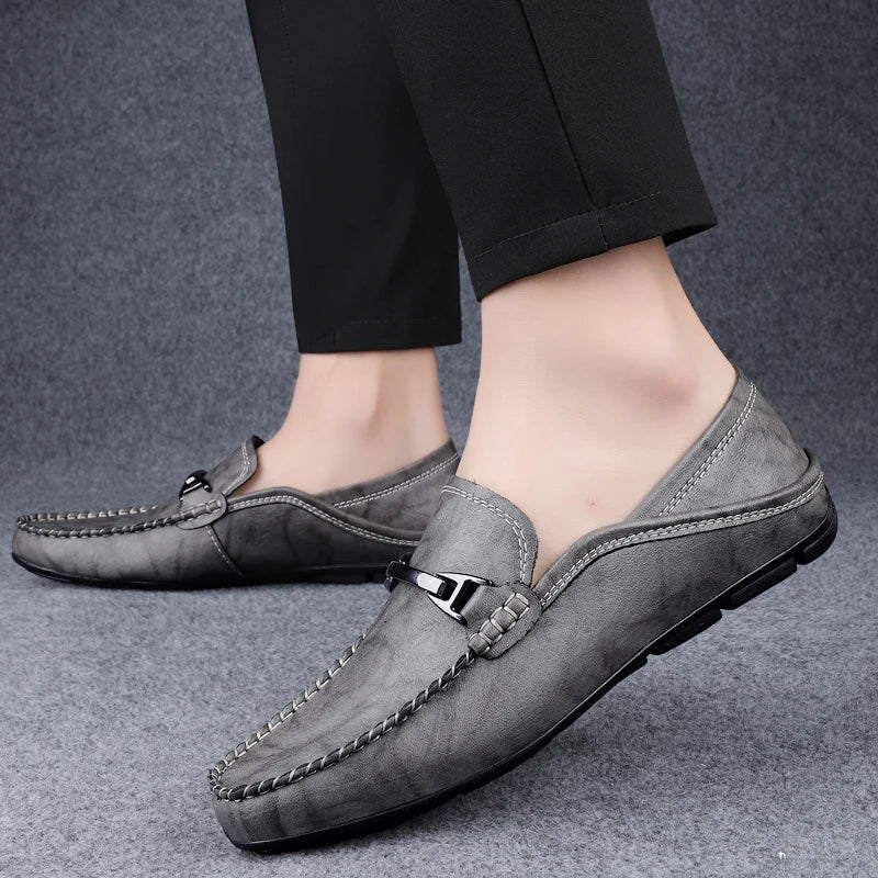 Mens Loafers Genuine Leather Slip-On