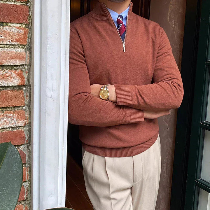 Mens Quarter Zip Knit Sweater Refined Fit
