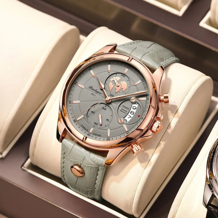 Unisex Leather Wristwatch Classic Vintage Style - BritishMode