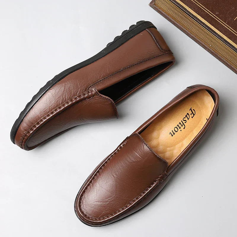 Mens Loafers Genuine Leather Slip-On