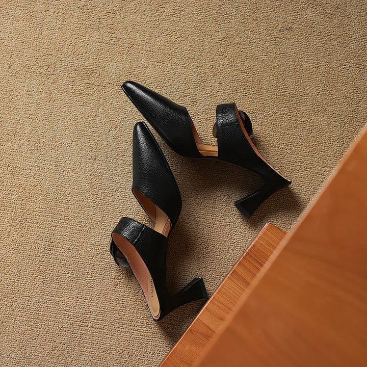 Womens Genuine Leather Heels Classic Fit