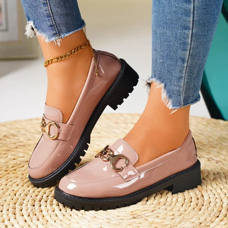Womens Leather Loafers Slip-On Comfortable Fit