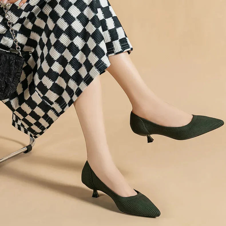 Womens Kitten Heel Pumps Classic Fit