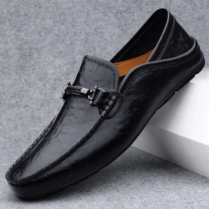 Mens Leather Loafers Slip-On Classic Fit