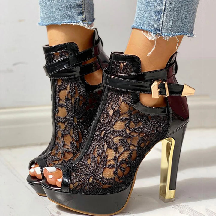 Womens Lace Heels Elegant Design