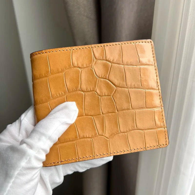 Mens Leather Wallet Alligator Texture Monogrammed