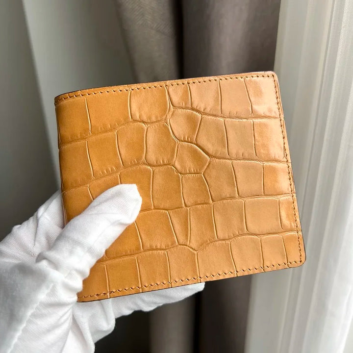 Mens Leather Wallet Alligator Texture Monogrammed
