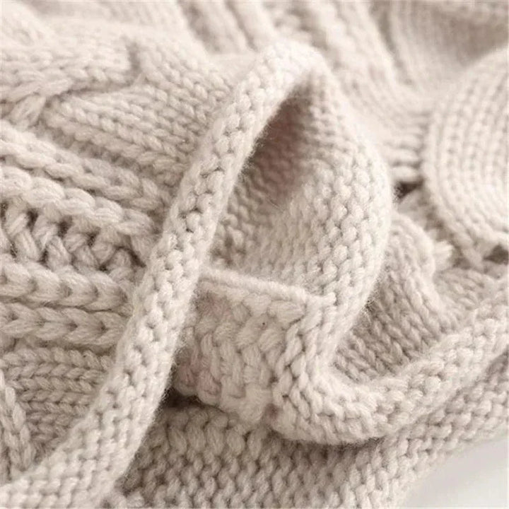 Womens Turtleneck Sweater with Cable Knit Pattern