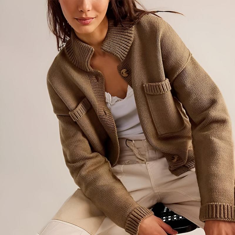 Womens Relaxed Fit Collared Cardigan Button Front - BritishMode
