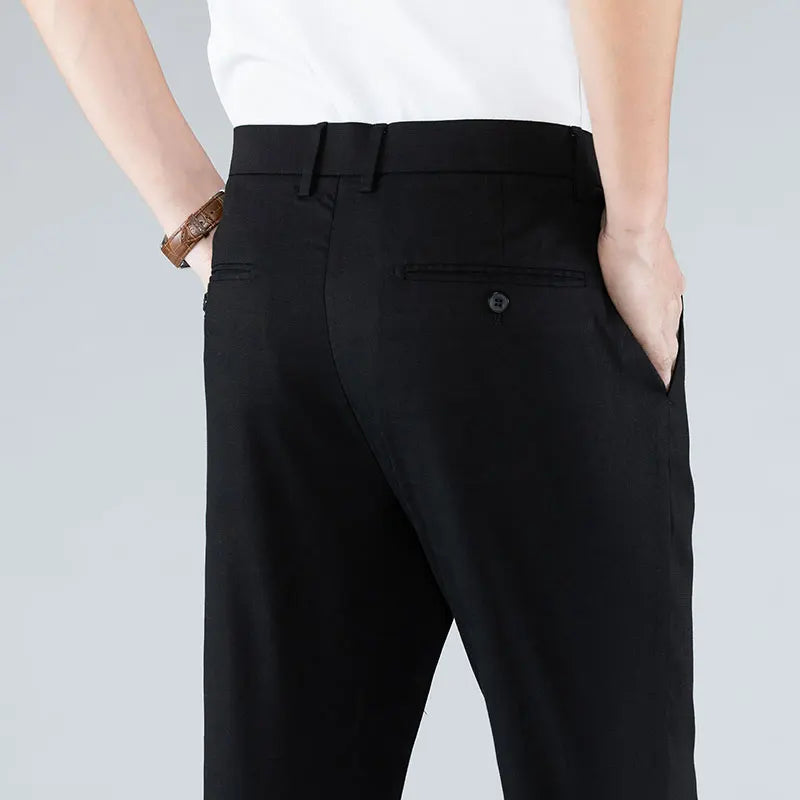 Mens Straight Pants Linen Blend Lightweight Comfortable