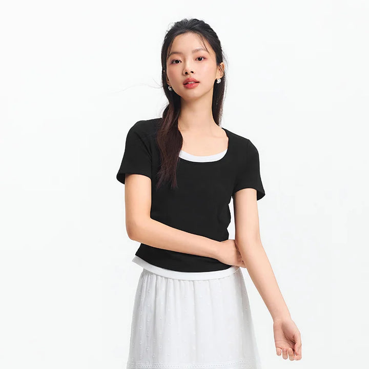 Womens Faux Leather Crop Top V-Neck Slim Fit