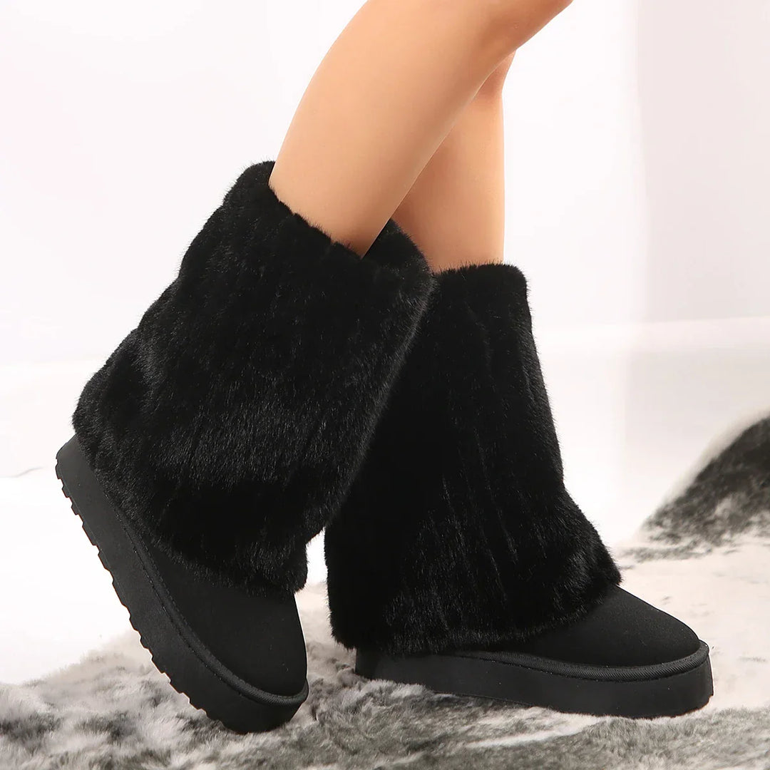 Womens Fur Boots Slip-On Style
