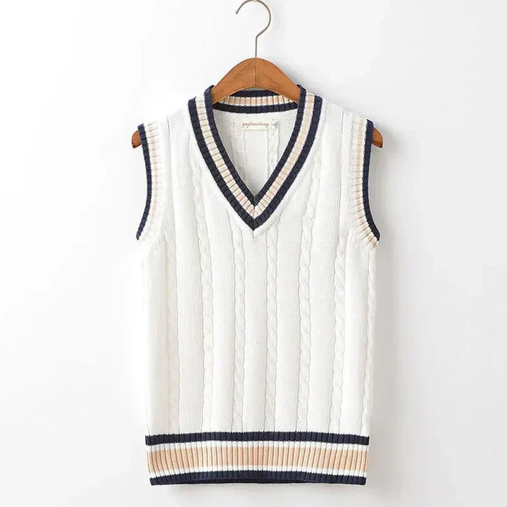Mens Sleeveless Sweater V-Neck Knit