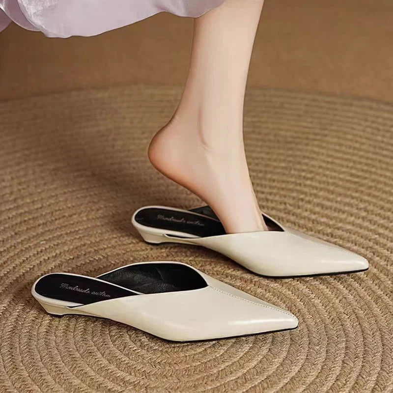Womens Leather Mules Slip-On Comfortable Fit