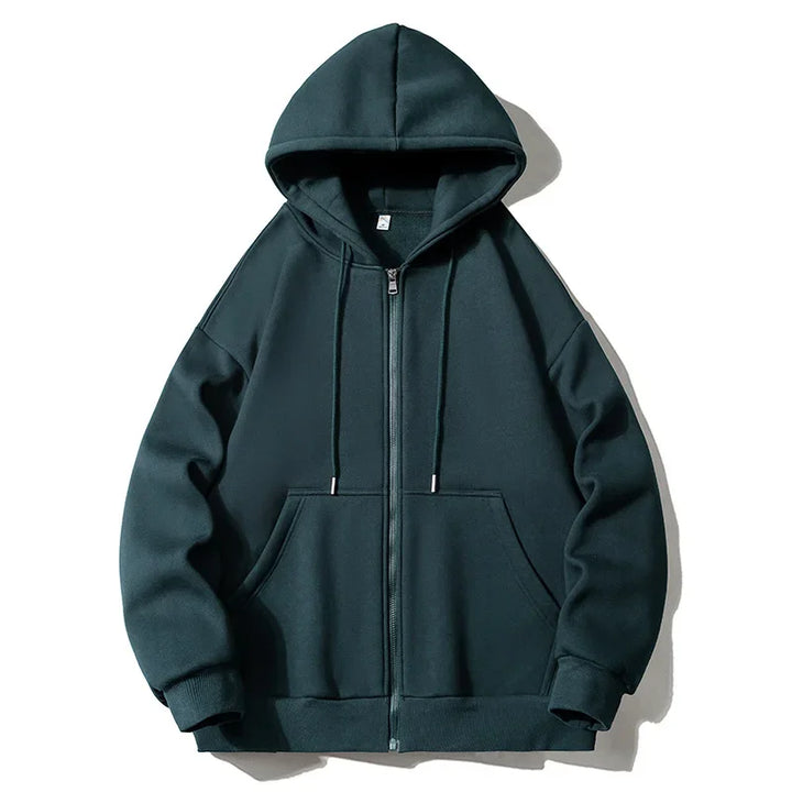 Mens Hooded Jacket with Zip-Up Closure Large Size