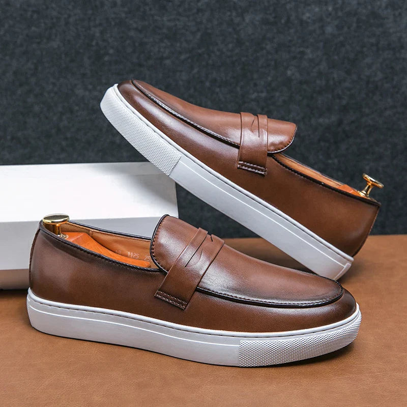 Mens Loafers Genuine Leather Slip-On