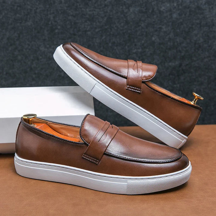 Mens Loafers Genuine Leather Slip-On