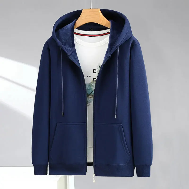 Mens Hooded Sweatshirt Zip-Up Relaxed Fit