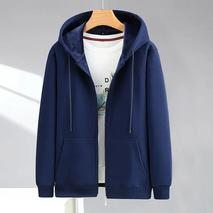 Mens Hooded Sweatshirt Zip-Up Relaxed Fit