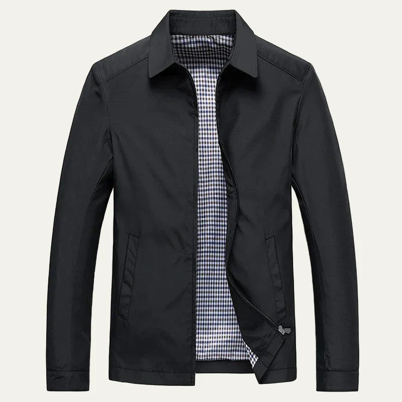 Mens Work Jacket Check Pattern Lined Full Zip