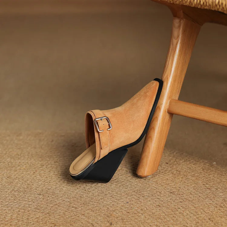 Womens Suede Mules Slip-On Style