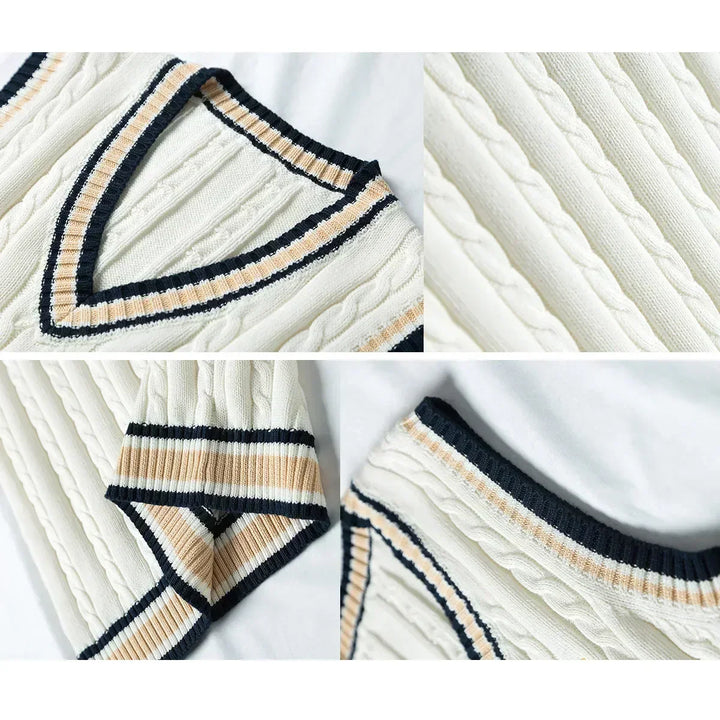Mens Sleeveless Sweater V-Neck Knit
