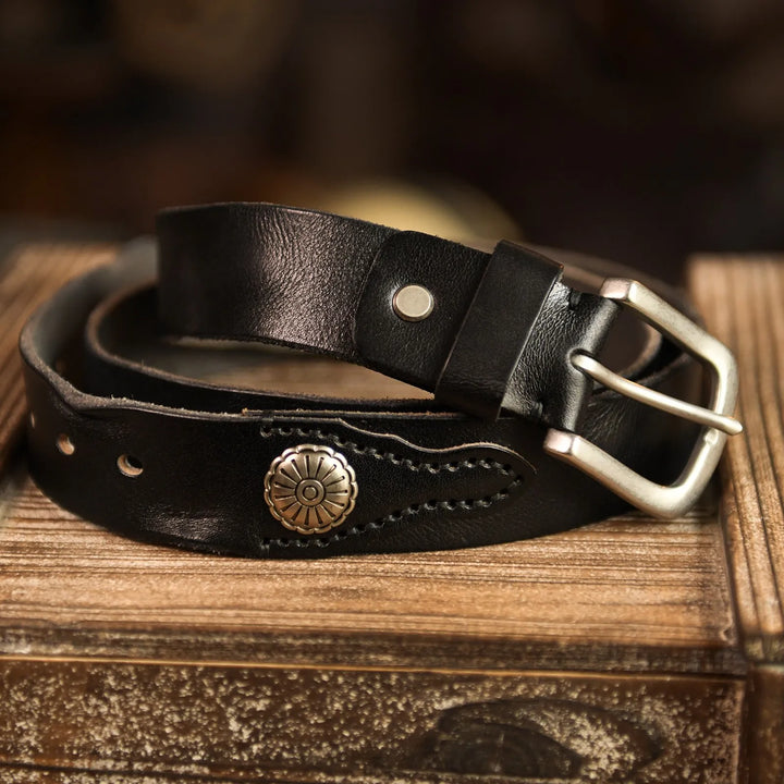 Unisex Leather Western Style Belt Classic Fit