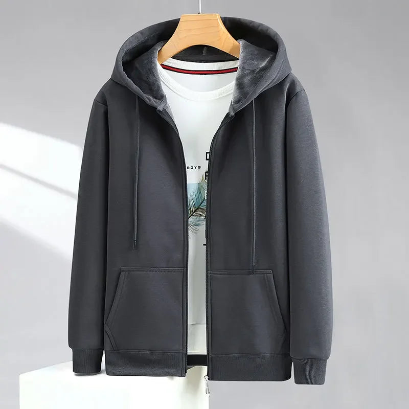 Mens Hooded Sweatshirt Zip-Up Relaxed Fit