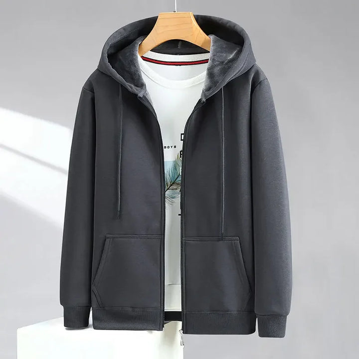 Mens Hooded Sweatshirt Zip-Up Relaxed Fit