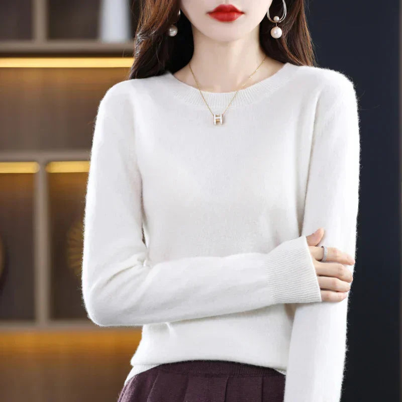 Womens Merino Wool Crew Neck Soft Sweater