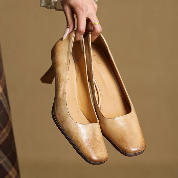 Womens Genuine Leather Heels Classic Fit
