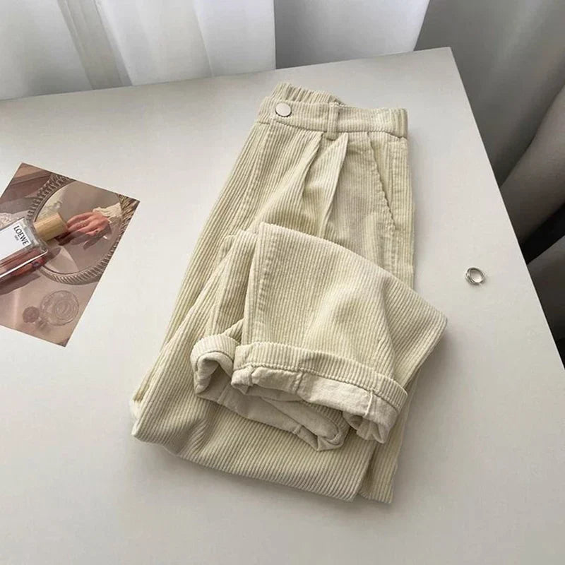 Womens Wide Leg Corduroy Pants Comfortable Fit