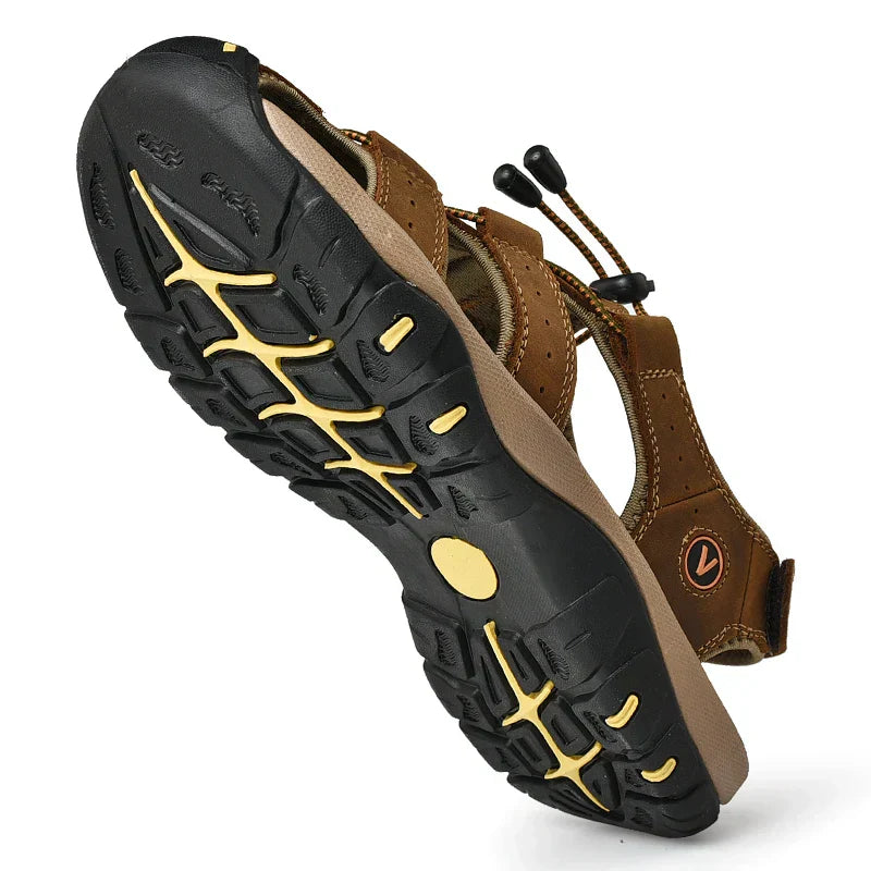 Mens Outdoor Hiking Sandals Closed-Toe Adjustable Strap