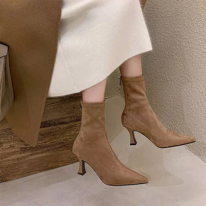 Womens Ankle Boots High Heel Leather Style