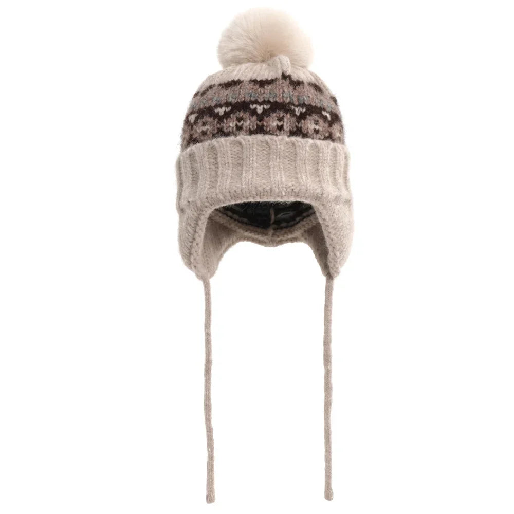 Womens Knit Hat with Pom Pom Warm Fit
