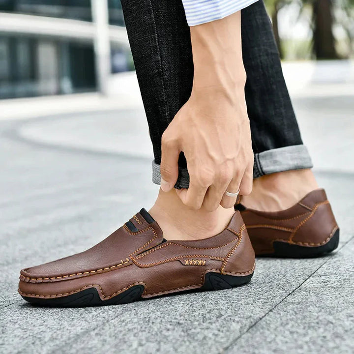 Mens Leather Loafers Slip-On Classic Fit