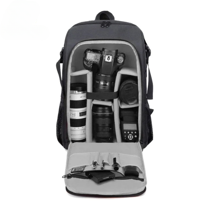 Unisex Waterproof Oxford Camera Backpack Multi-Compartment Storage