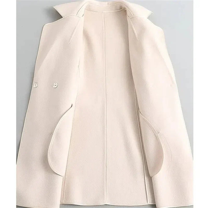 Womens Wool Coat Belted Tailored Wrap Overcoat